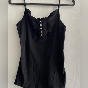 Express Black Ruffled Camisole Top Tank Sz S